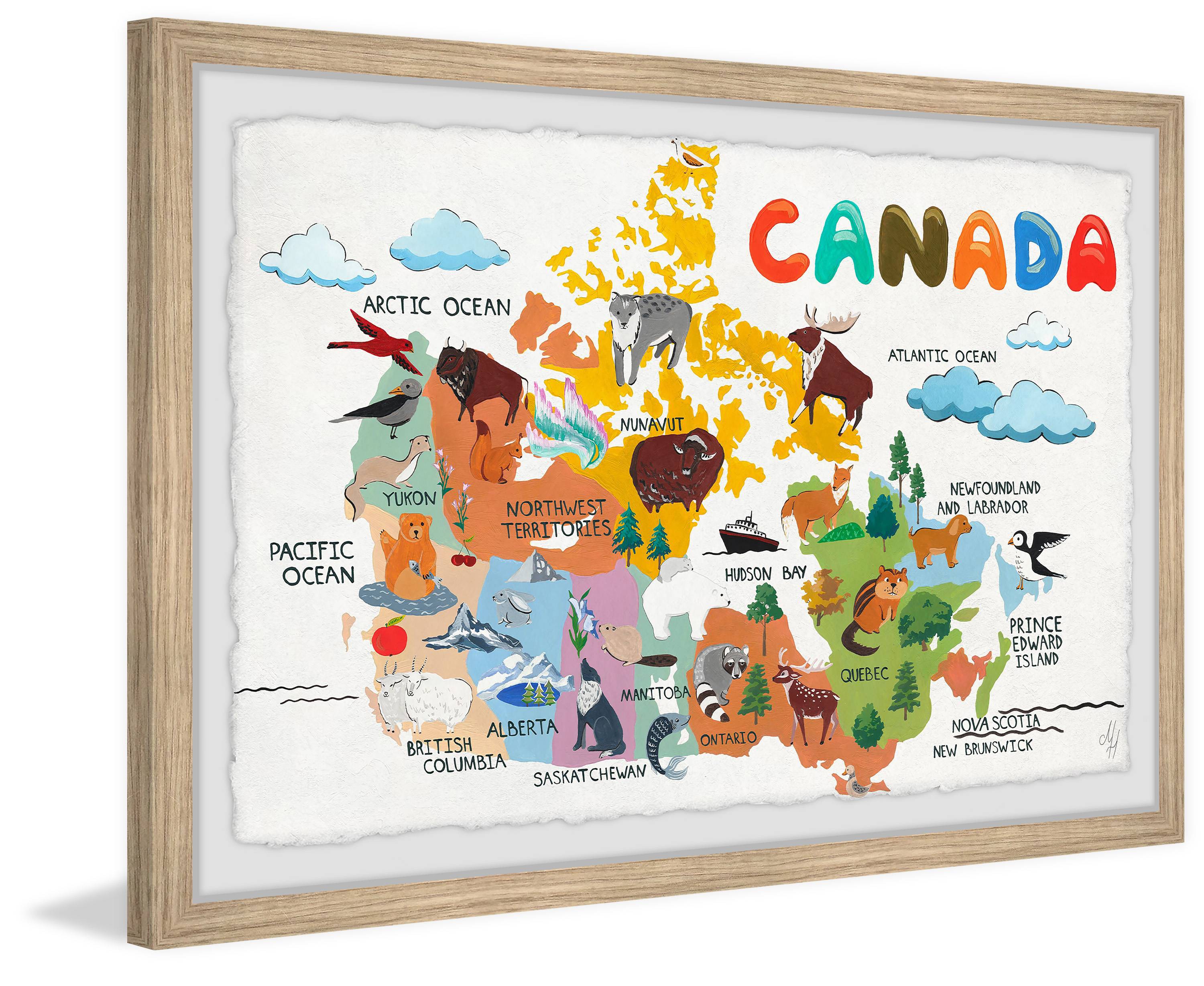 Marmont Hill Rainbow Canadian Map Framed Wall Art
