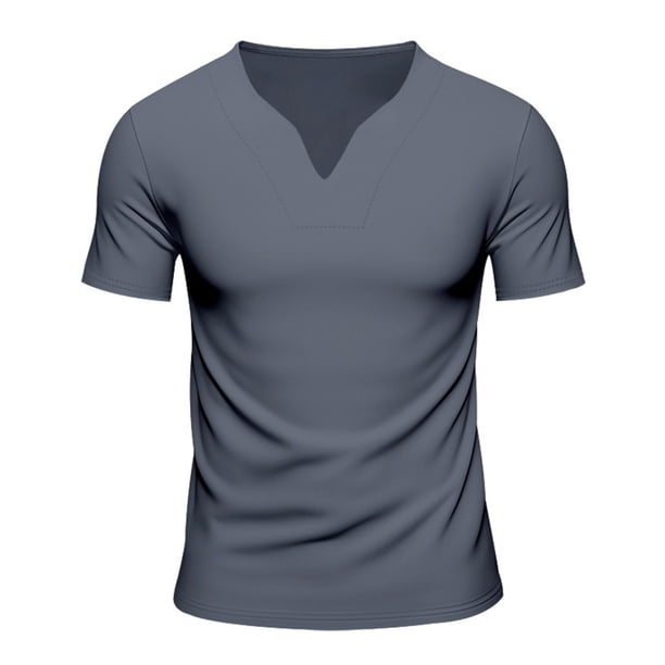 Camiseta básica de manga corta y cuello redondo para hombre: informal, streetwear, gimnasio, versátil para combinar