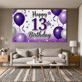 thumbnail image 5 of Purple Themed 13th Birthday Background Banner with Balloons and Confetti Party Supplies for Birthday Party Photography Props and Decors, 5 of 7
