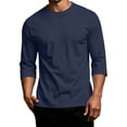 thumbnail image 3 of Trgacdwlo Mens Big and Tall 3/4 Sleeve Shirts Crew Neck Mens Baseball Shirts Summer Fall Big and Tall Plain Cotton Shirts Men Navy M, 3 of 6