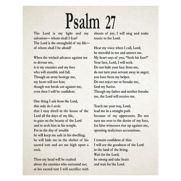 Psalms Scripture Wall Art - Psalm 27 Bible Verse - Christian Art Bible Scripture Decor - Unframed, Religious Gifts God Wall Decor - Positive Inspirational Quotes