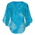 thumbnail image 6 of Icy Blue Icy Background Blueish Icy Women's V-Neck Blouse With 3/4 Ruffled Bell Sleeves Casual Top Ladies Blouses, 6 of 7