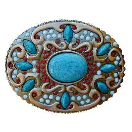 SW style mixed stones look copper colored border Novelty Belt