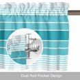 thumbnail image 6 of Gradient Turquoise White Stripes Valances for Windows,Kitchen Valance Rod Pocket Short Curtain, Ombre Abstract Art Valance Curtain Window Valances for Bedroom Bathroom Living Room 54x18in, 6 of 9