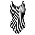 thumbnail image 2 of Black White Striped Swimsuit Abstract Lines Push Up Swimwear One Piece Holiday Rave Bathing Suits Swimsuits Beach Outfits, 2 of 5