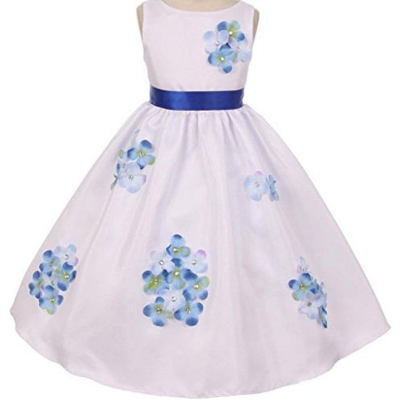 Big Girls' Dress Kids 3D Flower Petals Beaded Special Occasion Flower Girl Dress Flower Girl Dress Blue 10 (K20D4F)