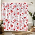thumbnail image 4 of Valentine''s Day Shower Curtain Red Pink Heart Gnome Checkered Striped Sweet Love Romantic Couple Woman Girl Extra Long Bathroom Home Curtain with Hooks,70" Wx84 H, 4 of 8