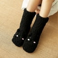 thumbnail image 2 of CUZIBR Cute Socks Cartoon Animal Pattern Winter Warm Slipper Socks Non Thicken Plush Stockings Breathable Lightweight Footwear,Black,One Size, 2 of 2