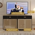 thumbnail image 5 of Faceket Wooden Ventilated Cat Litter Box Furniture with Scratching Board Doors and Drawer, Black, 5 of 7