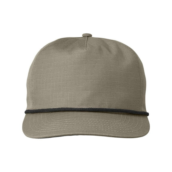 Big Accessories BA699 Lariat Ripstop Cap-Khaki/ Black Rope