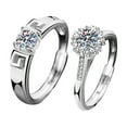 thumbnail image 2 of Whudwhu Moissanite Ring in Silver Heart Design, Stylish Couple's Diamond Ring, 2 of 26