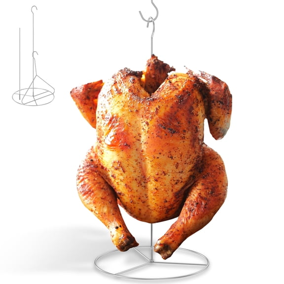 Austok Stainless Steel Turkey Fryer Stand Kit Chicken Fryer Rack Turkey Roasting Vertical Rack Dishwasher Safe for Kitchen Grilling