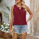 thumbnail image 5 of Camiseta sin mangas de color liso con cuello redondo y pliegues de encaje para mujer - Detalles femeninos, lavable a máquina, tallas S-XXL, contorno de pecho 93-119 cm, 5 of 8