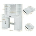 thumbnail image 2 of Yamissi Makeup Desk Vanity with Mirror & Lights, Large Vanity Table with Storage Shelves & Drawers, Makeup Dressing Table, Bedroom Vanity with Stool for Women Girls, 2 of 10