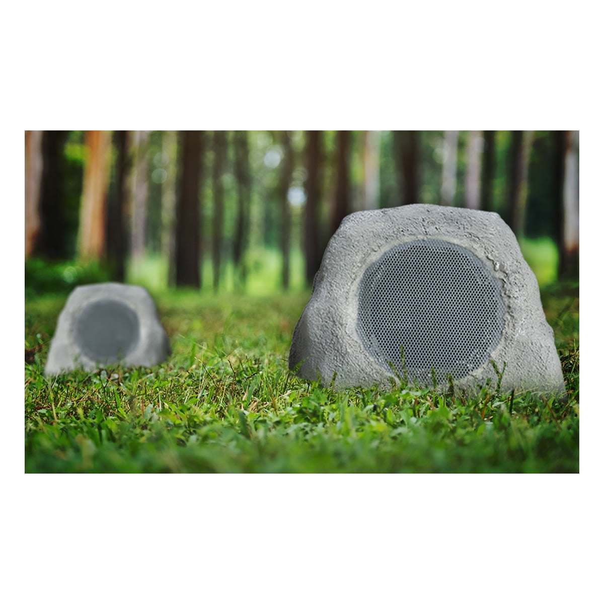 iHome Audio iHRK-500S-PR Solar Powered Rechargeable Bluetooth Outdoor Rock Speakers with TWS Linking - Pair (Gray Slate)