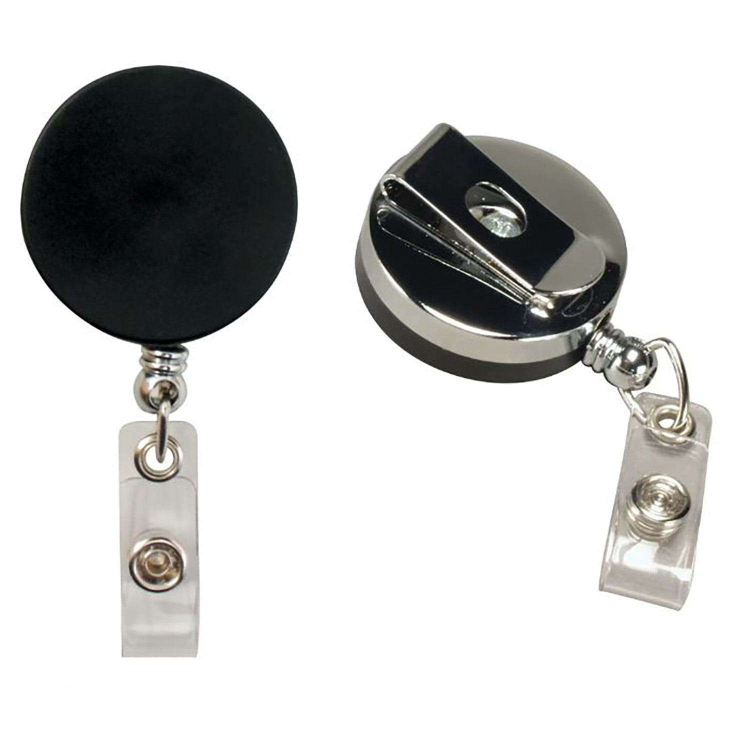 SICURIX Heavy Duty Round ID Badge Reel with Belt Clip, Black, Pack of 3
