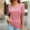 thumbnail image 4 of Xihbxyly Plus Size Blouses for Women, Womens Round Neck Short Sleeve Shirts Casual Loose Tops Blouses Fashion Shirts Tunic Tops Fashion Clothes Blouse, 4 of 5