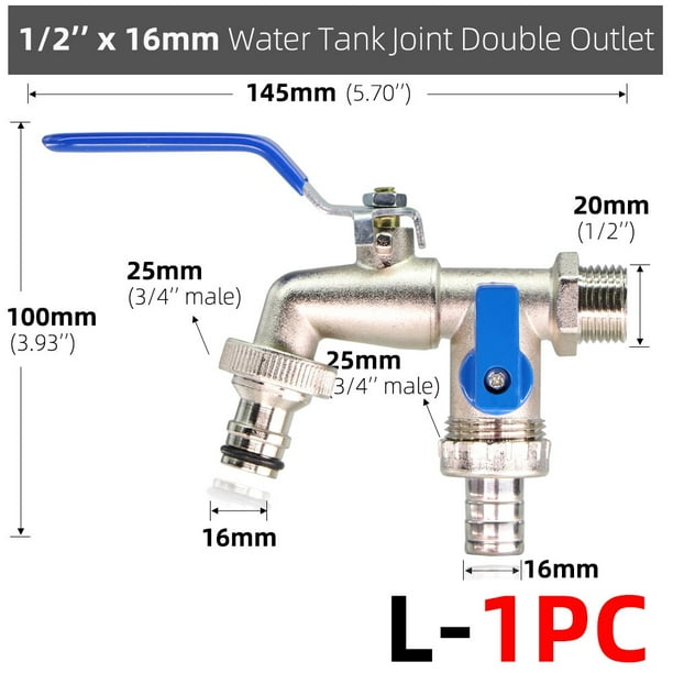 2 couleurs 1/2 '' connecteur de réservoir d'eau IBC 2& 1-Way tuyau