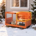 thumbnail image 5 of Insulated Wooden Rabbit Cage with Aluminum Foil Warm Layer, Weatherproof Bunny Hutch with Wheels, 5 of 10