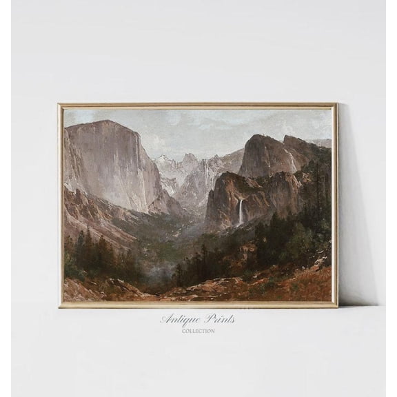 Yosemite Valley Vintage, Yosemite Waterfalls, Half Dome Wall Art, Antique Farmhouse Wall Decor, Unframed Canvas Size 12x18
