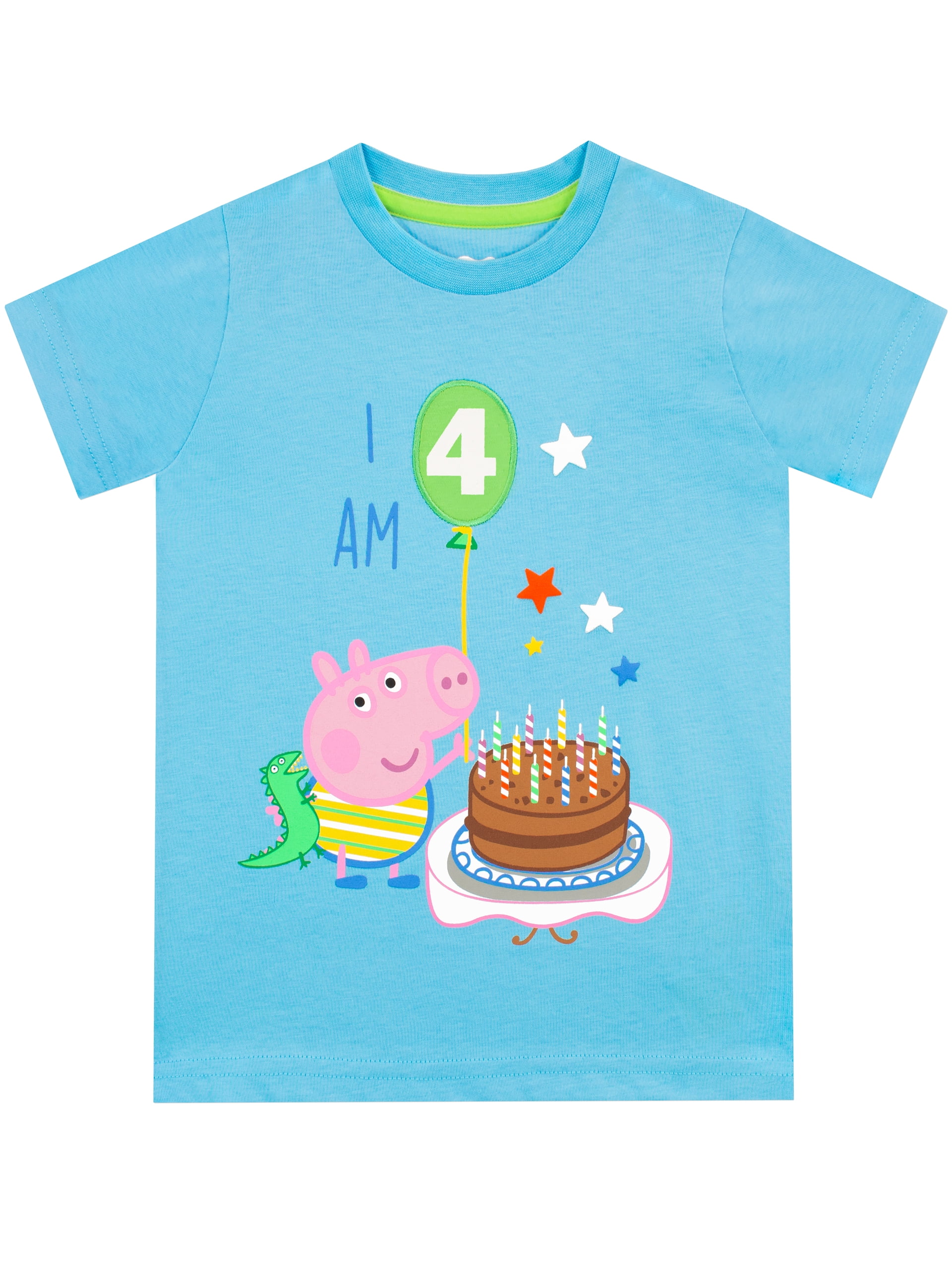 Peppa Pig Boys George Pig I am 4 T-Shirt Blue Size 5 - Walmart.com