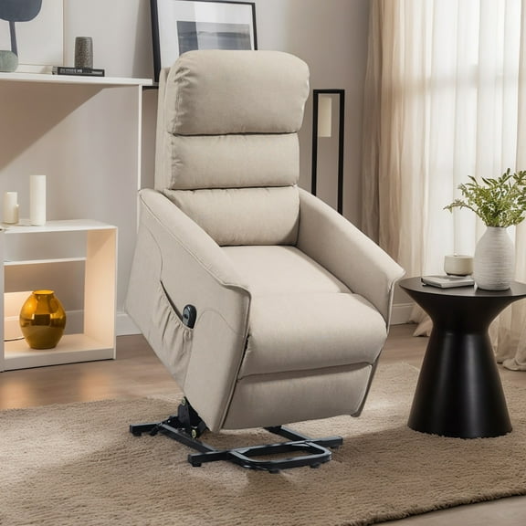 GVN Electric Recliner Sofa,Power Lift Chair, Electric Lift Recliner Chair with Remote Control, Side Pockets, Beige