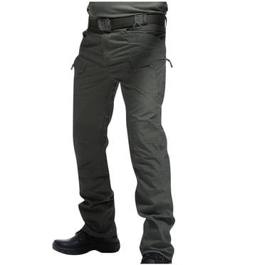 hoksml Men's Ripstop Cargo Pants Solid Color Multiple Pockets Hiking Tactical Pants Military Combat Work Wear Trousers Summer Clearance