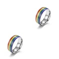 thumbnail image 2 of Jumpingount Anillo de arcoíris de acero Compromiso de bodas Anillos chapados en lesbianas gays Joyería de moda Novias Novios Type5 NO5, 2 of 6