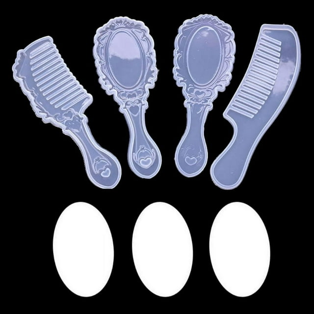 4 Styles Comb Mirror Resin Casting Molds Kit Silicone Epoxy Resin Molds Silicone Comb Mold Mirror Hair Comb Craft Making