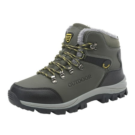 XDDST Man Boots Men s Shoes Leather Casual Shoes Solid Color Lace Up Plus Cotton Casual Shoes Climbing Shoes Men s Fuzzy Boots