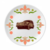 Deep Red Classic Cars Outline Pattern Flower Ceramics Plate Tableware Dinner Dish