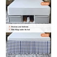 thumbnail image 7 of Navy Blue White Plaid Wrap Around Bed Skirts for California King Bed 18" Drop,Bed Skirt with Adjustable Elastic Belt Dust Ruffle Bed Valance for Bedroom Farmhouse Checkered Buffalo Bed Frame Cover, 7 of 7