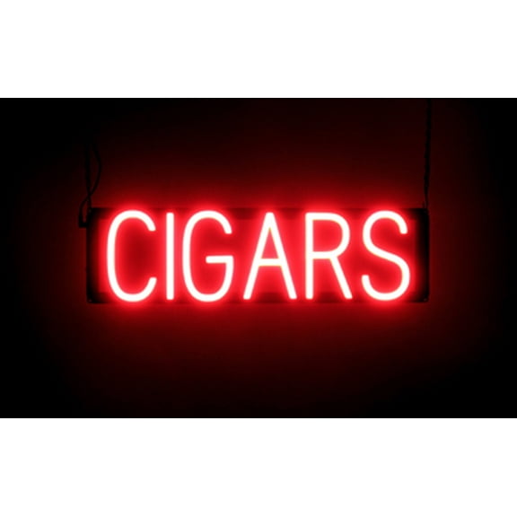 SpellBrite CIGARS LED Sign for Business. 22.3" x 6.3" Red CIGARS Sign Has Neon Sign Look With Energy Efficient LED Light Source. Visible from 500  Feet, 8 Animation Settings.