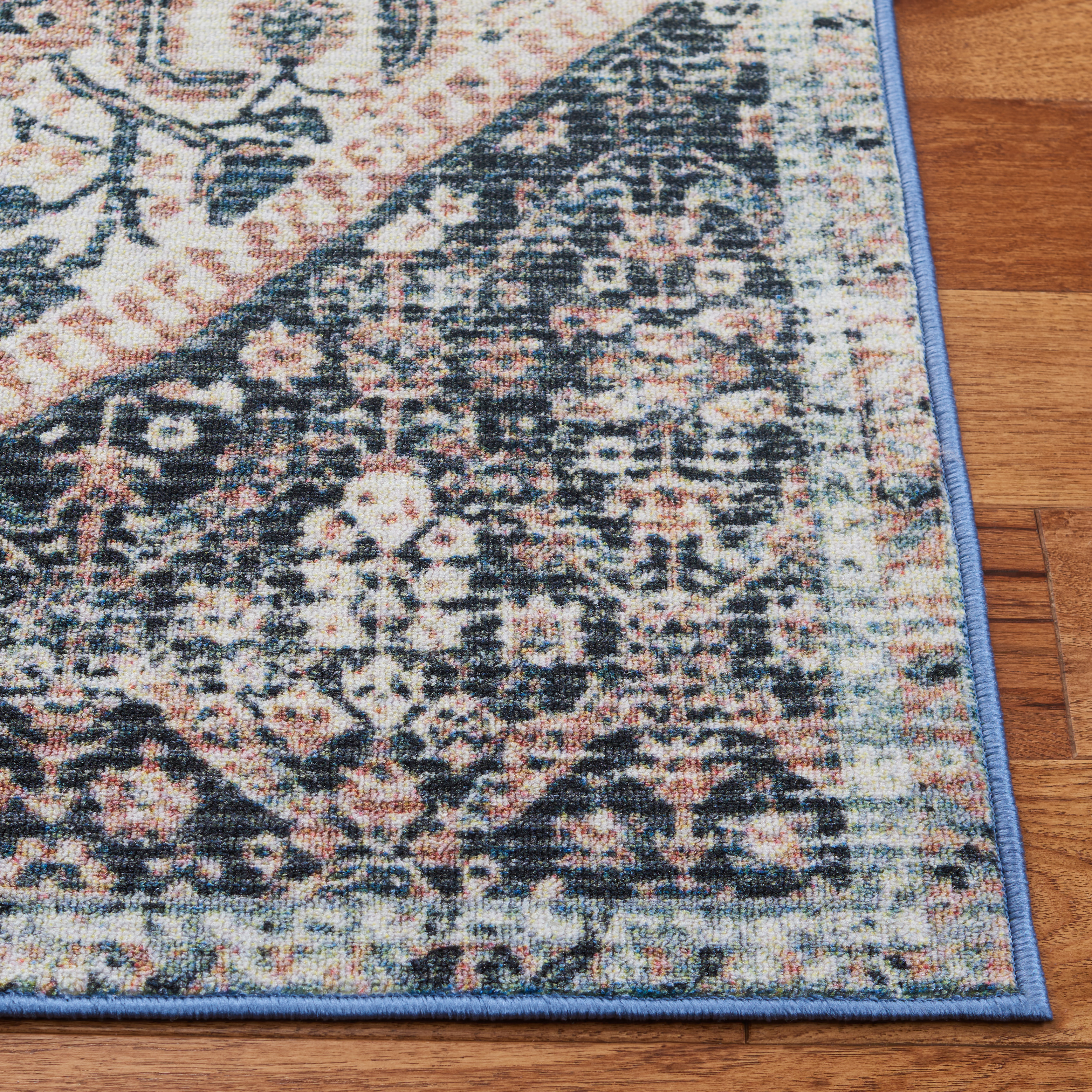 SAFAVIEH Journey Raschelle Oriental Machine Washable Area Rug, Ivory/Pink, 6'7" x 6'7" Square