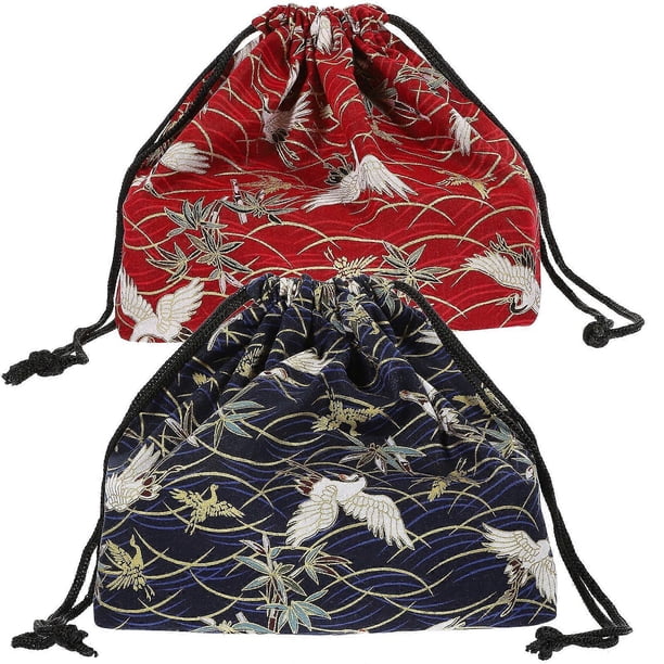 2Pcs Drawstring Lunch Bag Portable Lunch Bag Reusable Bento Box Bag Lunch Box Bag