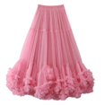 thumbnail image 5 of RUTAYY Elegant Party Skirt Women Layered High Waist Flared Midi Skirt For Evening Gala Prom Night Out Formal Occasions Solid Color Smocked Boho Pleated Skirts, 5 of 9