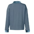 thumbnail image 3 of Women's Lazy Fit Denim Collar Pullover - Retro Knit Patchwork Long Sleeve Casual Street Top, 3 of 4