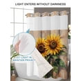 thumbnail image 4 of No Hook Cloth Fabric Shower Curtain with Snap in Liner, Sunflower Wooden Waterproof Shower Curtains Set with See Through Top Window, Summer Retro Botanical Floral Bath Curtains Shower 72"x96", 4 of 6