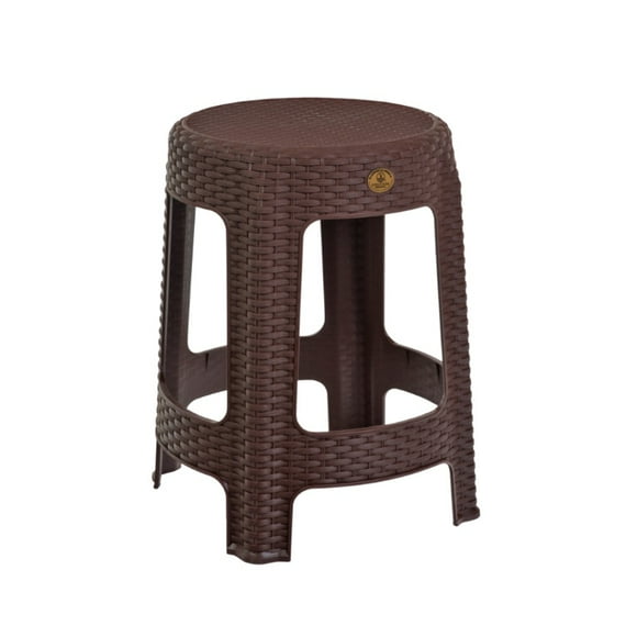 Banco Redondo Apilable La Ardilla 45 cm Plástico Ratan Café