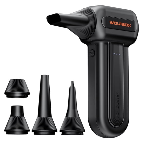 WOLFBOX Compressed Air Duster  MF60  -110000RPM  Super Power Electric Air Duster, 3-Speed Adjustable Cordless Air Blower with Fast Charging for PC Keyboard Cleaning, Car, Home