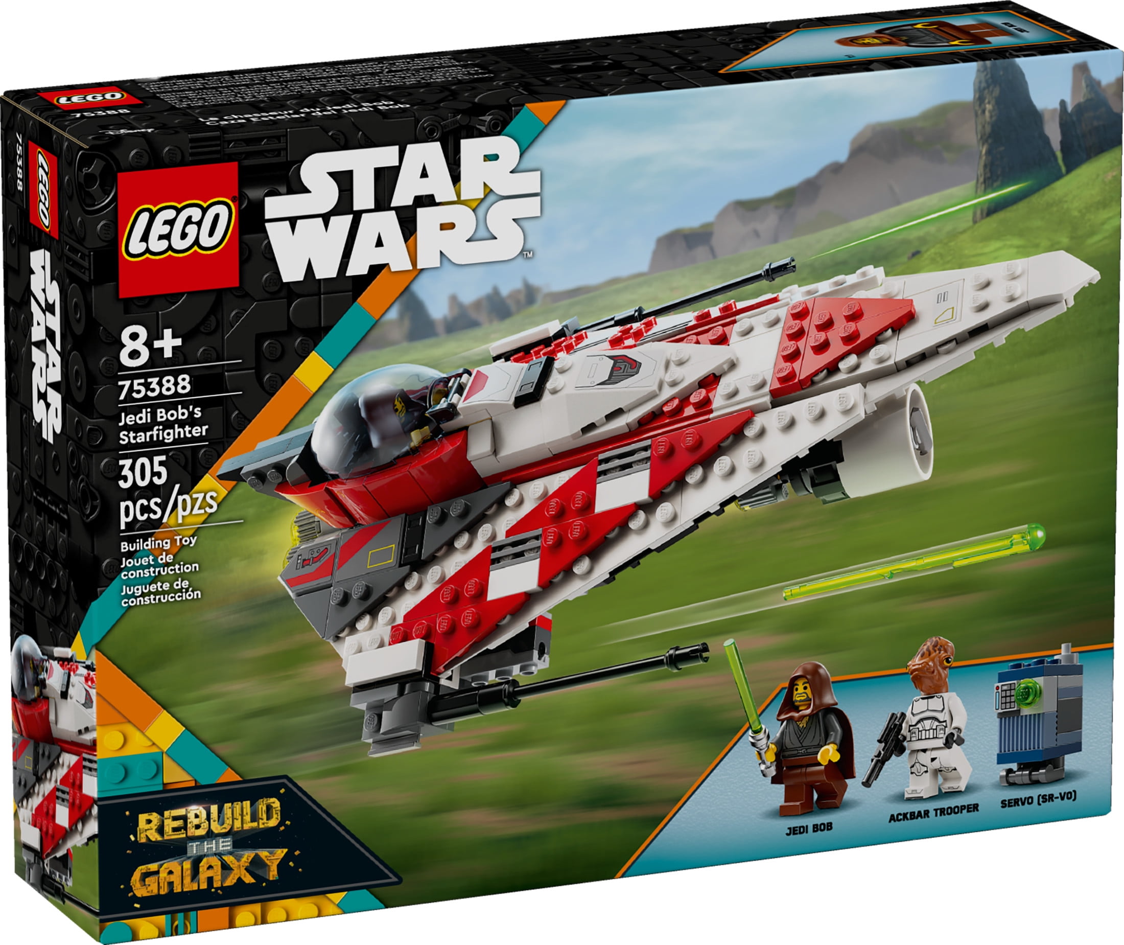 LEGO Star Wars Jedi Bob’s Starfighter Building Toy, Star Wars Starship Birthday Gift for Kids, 75388
