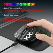 UHM Wirelss Gaming Mouse,Tri-Mode 2.4G/Bluetooth/USB-C Rechargeable Computer Mice with Silent,6 Macro Buttons,Ergonomic Design,Adjustable DPI,6 RGB LED Modes for PC/Mac/Laptop,Black