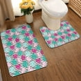 thumbnail image 2 of Yiaed Tropical Leaves Print Bathroom Mat Set 2 Pieces Mat Anti-Skid Pad Ultra Soft and Absorbent Bathroom Bath Mat Contour Bath Rugs for Toilet Base, 2 of 6
