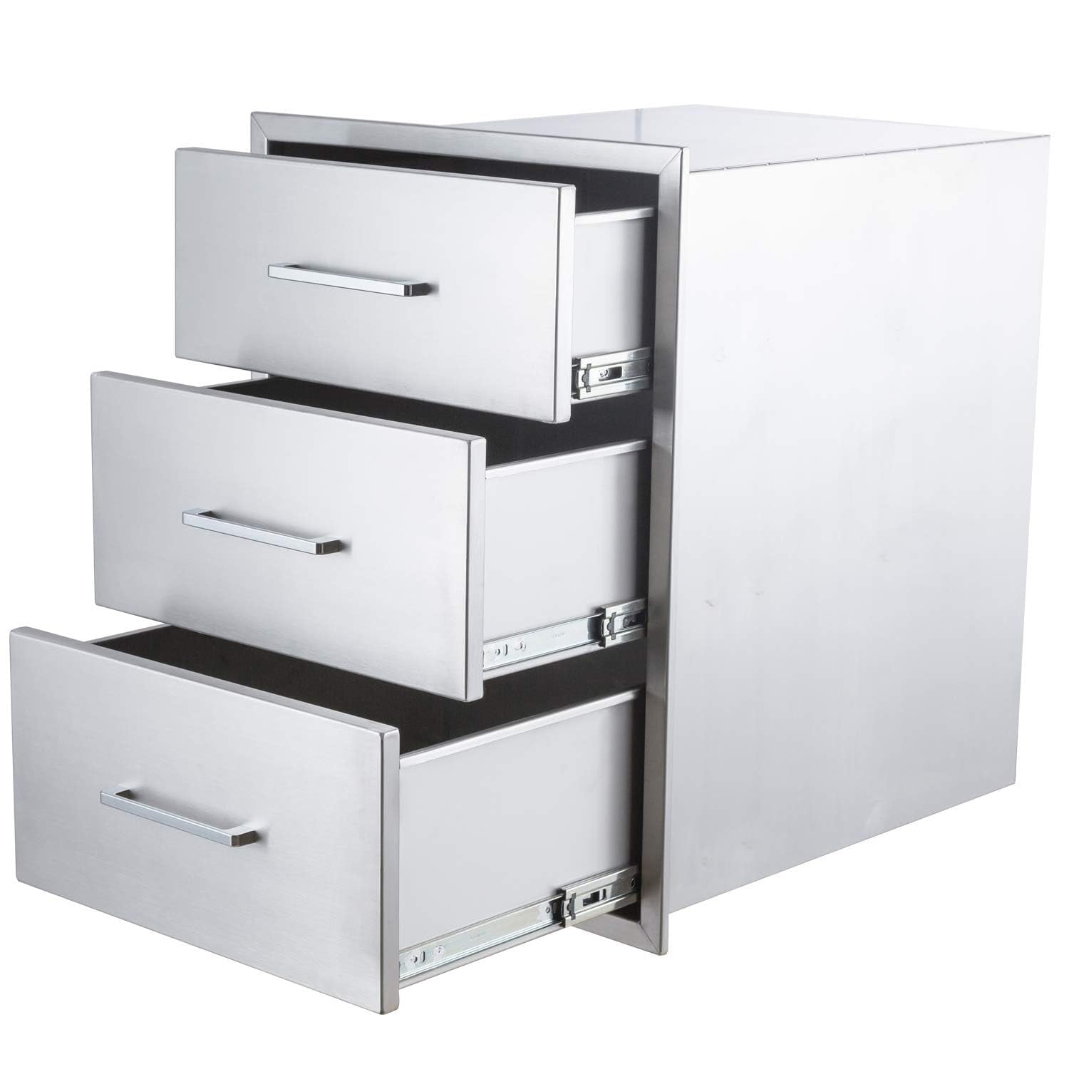 Danolapsi Outdoor Kitchen Drawers,18x24 Inch Stainless Steel Flush Mount BBQ Triple Drawers,Built-In Silent 3 Drawer Cabinet for Outdoor Kitchen Island,or Patio Grill Station 18"W x 24"H x 18"D