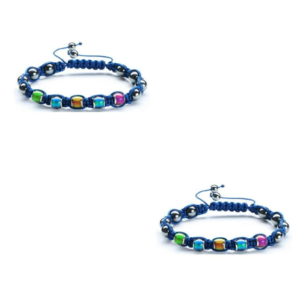 Guardurnaity trenzada Longitud ajustable tejida Suministros de joyería Accesorios populares Encanto Cadena de mano Adultos Azul Azul 2Conjunto