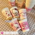 thumbnail image 3 of Vaso de papel rosa de Hello Kitty con diseño de dibujos animados, desechable, de aspecto elegante, para fiestas, picnics, camping, estilo esencial para niñas, 3 of 5