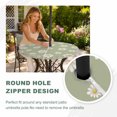 thumbnail image 4 of Round Outdoor Tablecloth with Umbrella Hole and Zipper, Sage Green Spring Floral Tablecloth with Elastic Waterproof, Daisy Flowers Elegant Farmhouse Art Patio Table Covers for 36" - 44" Pool Tables, 4 of 9