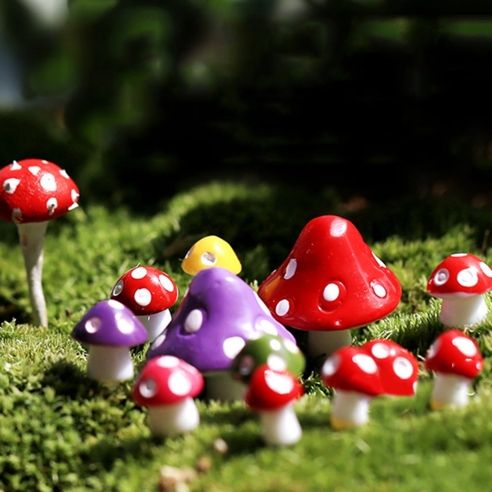 Mini Mushroom Resin Crafts Fairy Garden Miniatures Ornament Terrarium Figurines