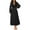 Black, variant on BangWanChi Long Sleeve Dresses for Women Fall Women's Elegant Temperament Elastic Waist Solid Color Long Sleeved V-neck Dress