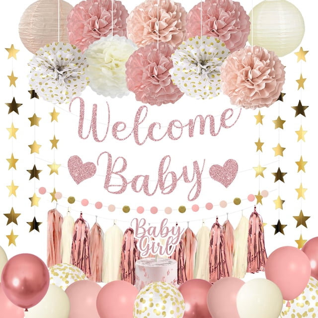 Decoraciones para baby shower Amandir Dusty Pink Girl +suministros